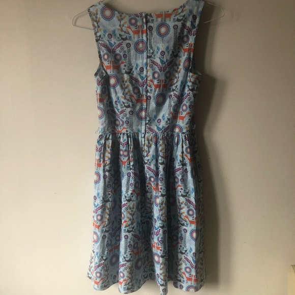 ❤️ModCloth Woodland Animal Print Dress Pockets Hand In Craft XS - Picture 7 of 8